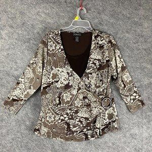 Element Z Blouse XL Women's Long Sleeve Floral 100% Polyester Adults